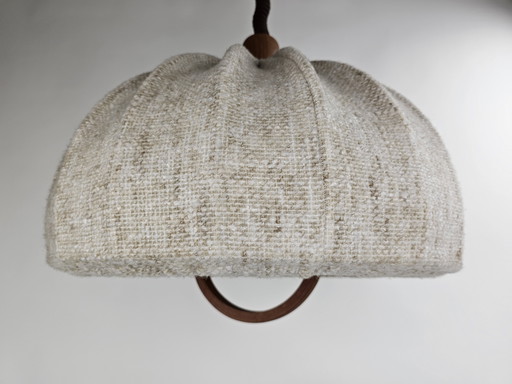 Pendant lamp by Domus fabric shade and teak elements