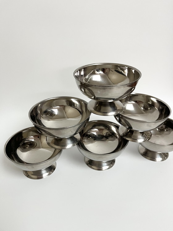 Image 1 of Set di 6 tazze da dessert vintage placcate in argento - Francia, anni '60