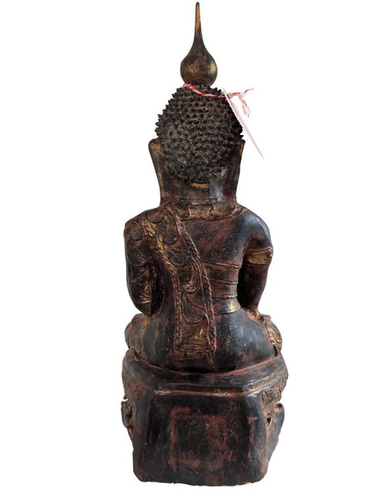 Pair of Antique Burmese Papier-Mâché Buddha Statues – Konbaung – c. 1750–1825 – Sculpture (photo 4 of 10)