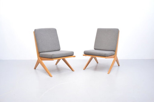 Schaarstoelen in de stijl van Pierre Jeanneret (toegeschreven), jaren 1950