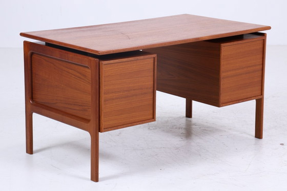 Image 1 of Vintage Teak Desk by Arne Vodder for GV Møbler | Mid - Century Drawers Work Desk Free Table Retro Design #06-38