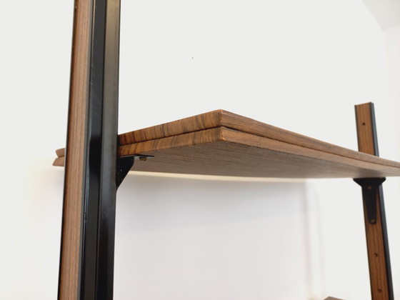 Image 1 of Libreria componibile vintage italiana in melaminico con decori in legno e metallo degli anni '60