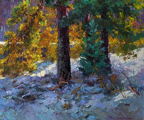 Original Oil Painting Winter Forest Landscape It Snowed in the Mountains – Paintings & Drawings, Canvas (photo 4 of 8)