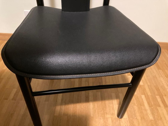 Image 1 of Design stoel hout & leder – zwart – minimalistisch design