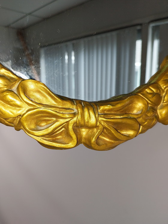 Image 1 of 1 x Vergulde Spiegel met Fruitmotief 35cm Doorsnede 1960's Hollywood Regency