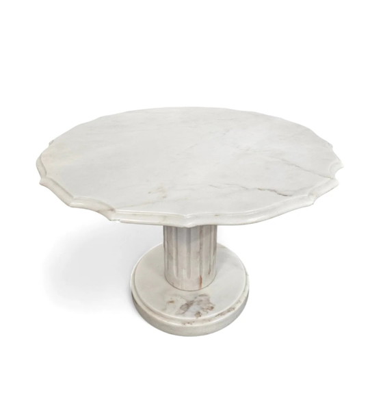 Neoklassieke Italiaanse wit Drapery marmeren Bijzet-/Salontafel – Koffietafelboeken, Marble (photo 2 of 17)