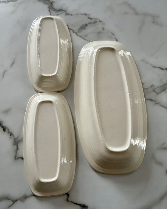 Image 1 of Set di 3 piatti vintage in ceramica a forma di cardo