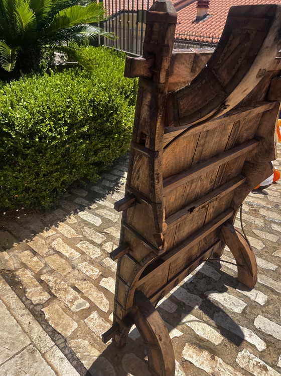 Image 1 of Tavolo Da Carro Indiano in Legno Massiccio e Ferro Battuto 