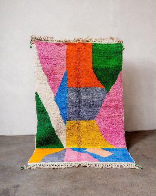Tapis berbère marocain authentique tissé à la main 250 cm x 130 cm – vloerkleden en tapijten, Cotton