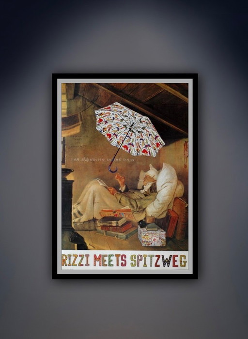 James Rizzi: "Meets Spitzweg" Original Licensed Poster. High Print Quality and in Excellent Condition.