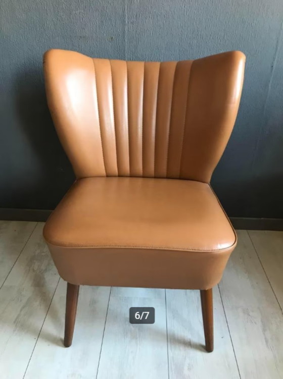 Image 1 of Vintage cocktail stoel leer, jaren '60