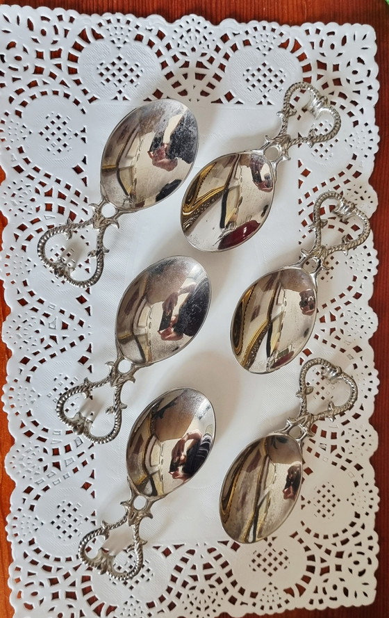 Ensemble de 6 cuillères à huîtres/amuse-bouche vintage – Couverts, Metal (photo 12 of 15)