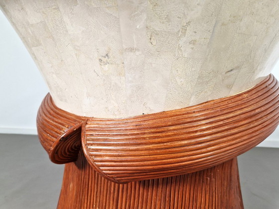Vintage Dining Table | Stone and Rattan | 1970s – Glass (photo 4 of 10)