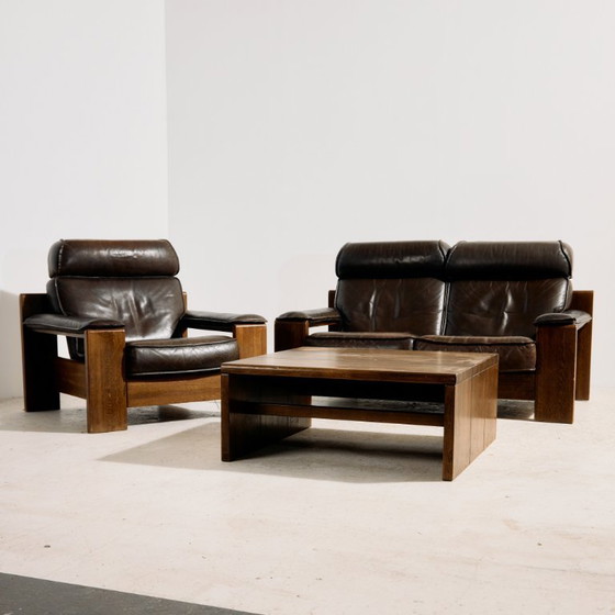 Image 1 of MK10591 Modell 757 Ledersofa-Set von Harry de Groot für Leolux, 3-teilig