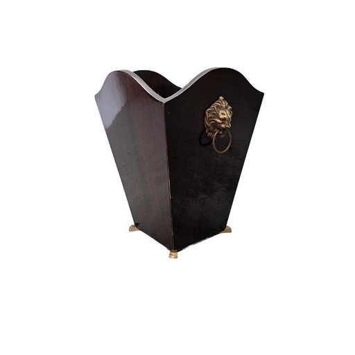 Poubelle ancienne en acajou à têtes de lion, XIXe siècle