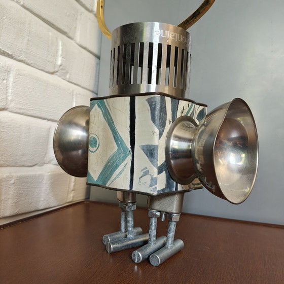Handmade Steampunk Robot Knight Sculpture, Found Object Assemblage Art, Vintage Mixed Metal (photo 3 of 7)