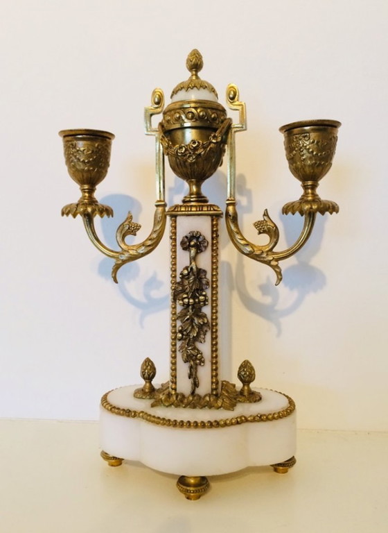 Image 1 of Kamingarnitur Piolaine (Paris) * Antik, 19. Jahrhundert * Uhr