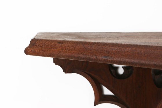 Image 1 of Paar von 2 antiken geschnitzten Eichenwandkonsolen, Frankreich ca. 1850