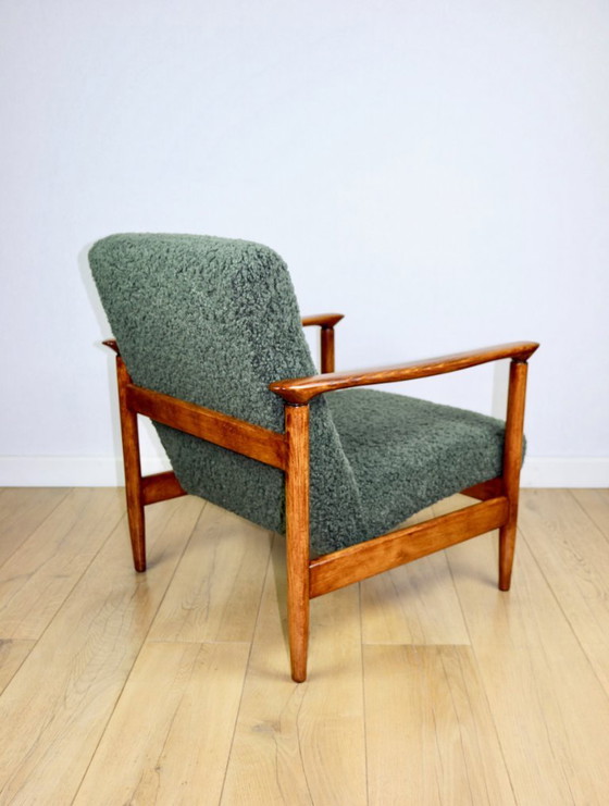 Image 1 of Sedia GFM-142 in pelle bouclé color oliva attribuita a Edmund Homa, anni '70