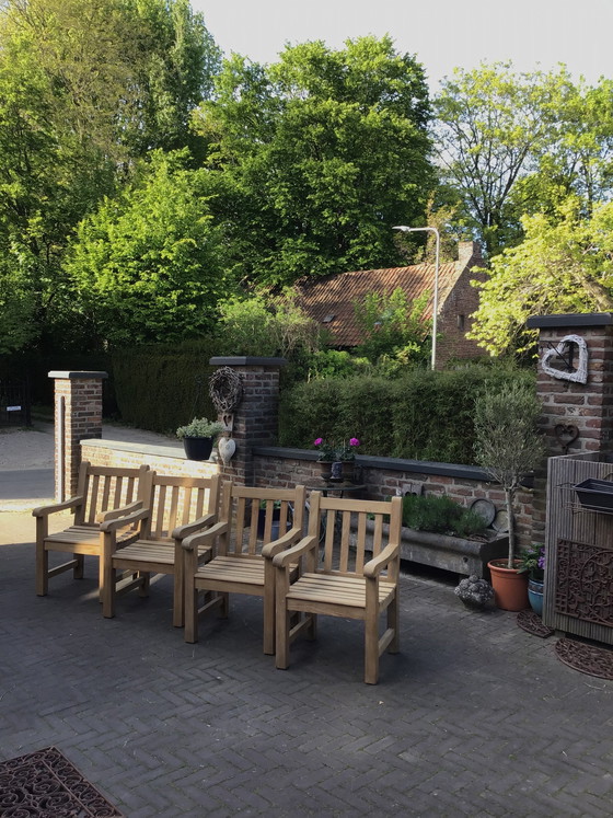 Image 1 of 4 mooie Teakhouten tuinstoelen van het merk Teak and Garden izgst