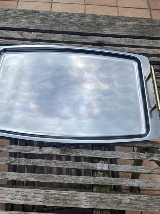 Image 1 of Vassoio da portata in acciaio inox/rame, metà secolo