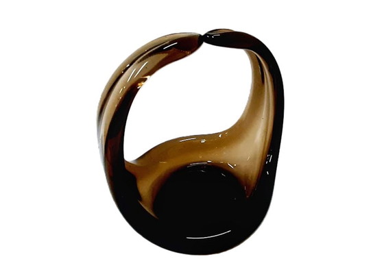 Image 1 of Ciotola per caramelle vintage, vetro fumé, a forma di cestino