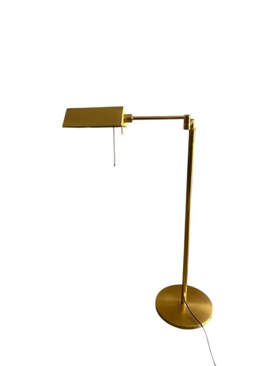 Image 1 of Vintage messing bankiers-/apothekerslamp met beweegbare arm – Mid-Century Modern in de stijl van Sölken of Holtkötter