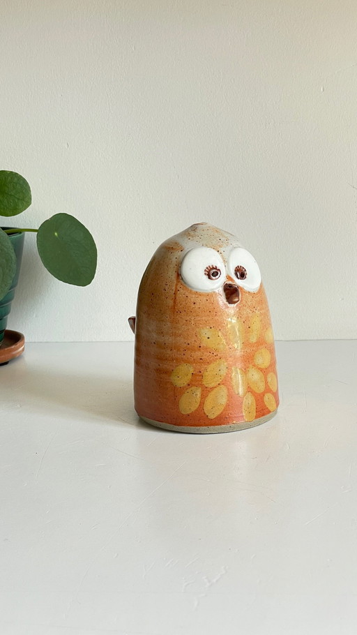 Vintage Glazed Stoneware Owl Money Box