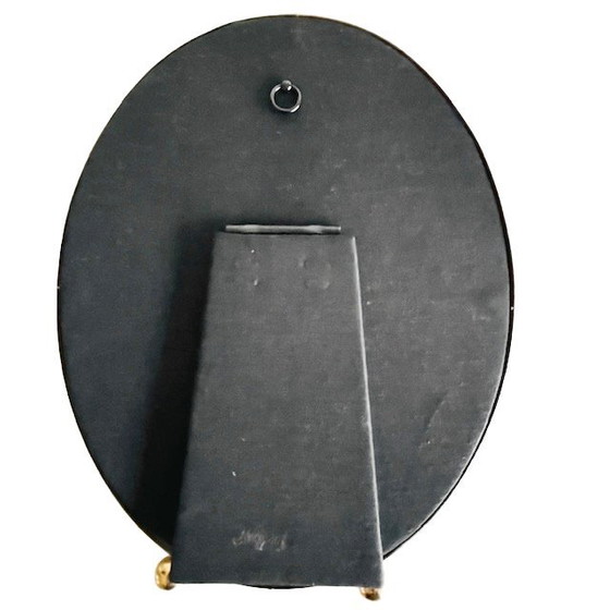 Image 1 of Dipinto vintage Art Nouveau di Alphonse Mucha Champenois Hallmark cornice ovale in ottone degli anni '60