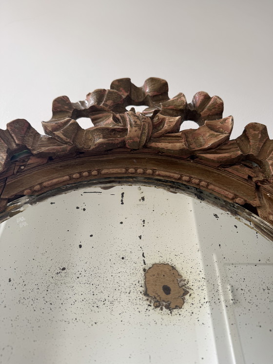 Image 1 of Antique Louis XVI Oval Knot Mirror