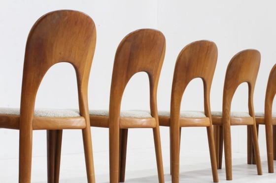 Vintage Danish Mid Century Dining chairs Niels Koefoed, set of 8, Wood, Textile, Brown, Mid Century Modern (photo 9 of 11)