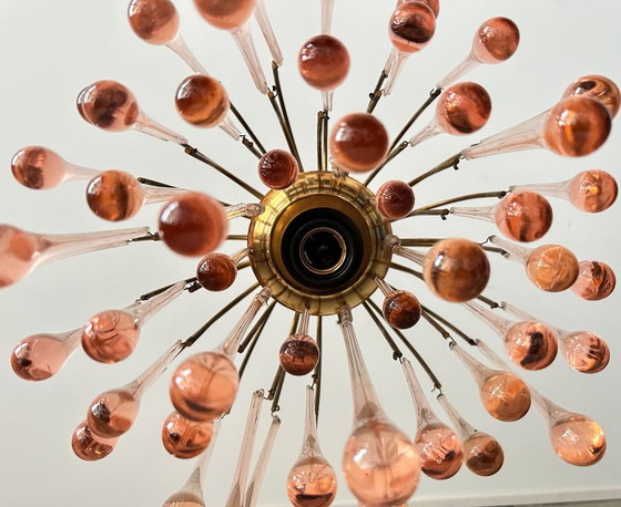 Vintage pink teardrop kroonluchter – Glass, Metal (photo 5 of 11)
