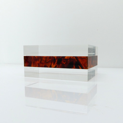 Zweifarbige Plexiglasdose aus Lucite, Design Philippe Cheverny, Ausgabe Kit Design 1970