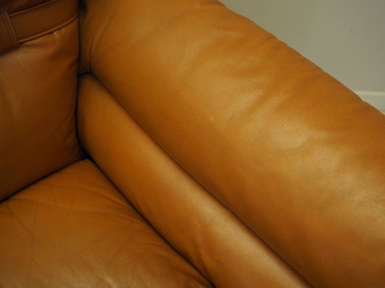 Image 1 of Oranje leren bank, Space Age ontwerp, jaren 1960, productie: Italië