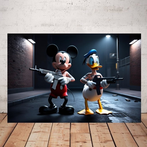Photo imprimée sur plexiglas / Mickey in the bronx / Mickey / Donald duck / street art / decoration murale / art déco / graffiti