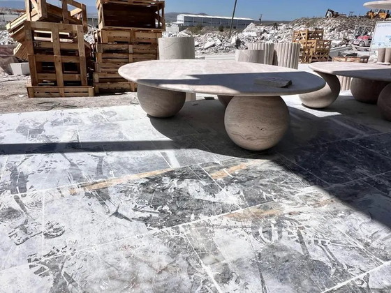 Image 1 of Travertine round coffee table