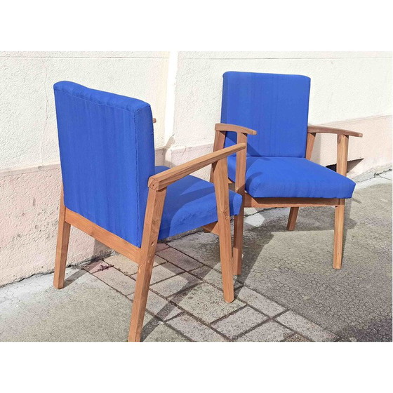 Image 1 of Pair of vintage bridge chairs in solid teak, 1950