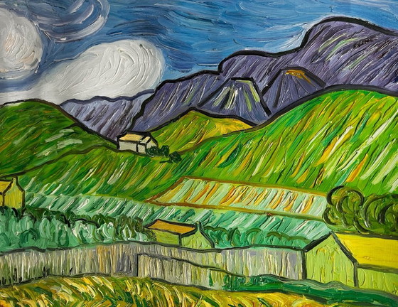 Image 1 of Vincent van Gogh – Landscape behind St. Paul's Hospital - Hand-painted interpretation | Oil on canvas (rolled up)