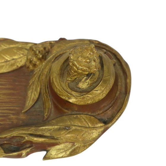 Image 1 of Bronze Art Nouveau Inkwell Pen Holder