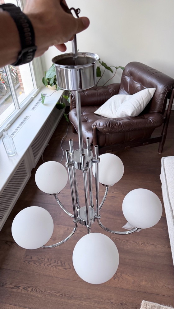 Plafoniera Mid-century Space Age – Scolari, Plafoniere, Vetro, Cromo (photo 4 of 9)
