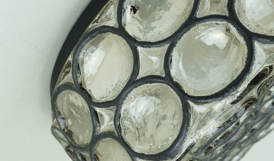 Image 1 of glashuette limburg applique o incasso in vetro con anello in ferro 1960s 70s