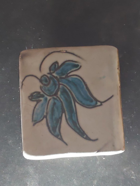 Image 1 of Pot bleu et vide-poche vert signés Alain Maunier années 50