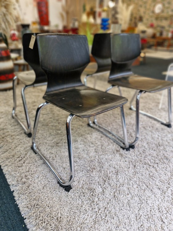 Image 1 of Vintage Flötotto Pagholz High Chairs (Set of 4)