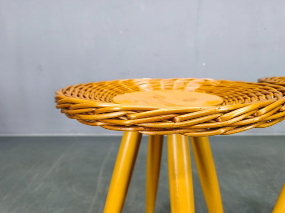 Image 1 of Een paar ULUV rotan bijzettafels van Jan Kalous, jaren 70.