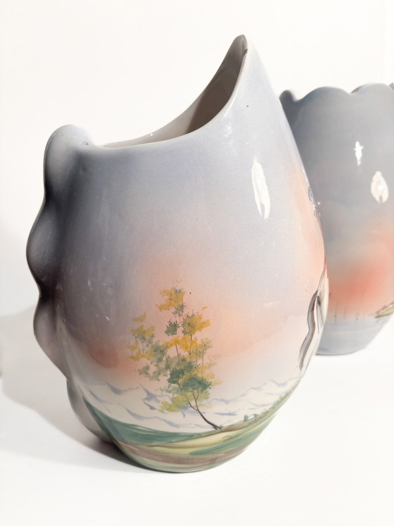 Paire de vases en céramique Castelli peints à la main, années 1950 – Ceramic (photo 5 of 13)