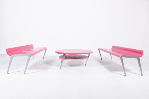 Set aus 2 skulpturalen „Ballett“-Bänken und einem Couchtisch von Marco Evaristti