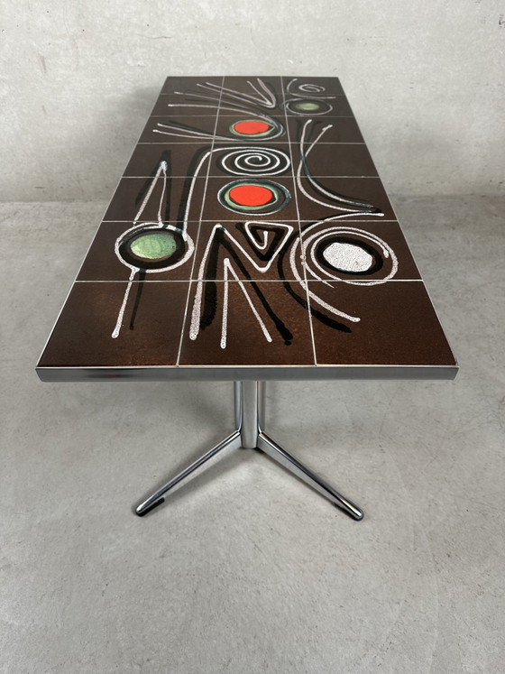 Couchtisch im Mid-Century-Stil – Keramik und Chrom – Couchtische, Chrome, Ceramic, Vintage (photo 8 of 10)