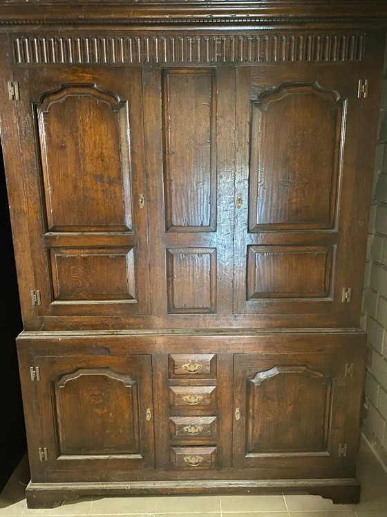 Credenza Antica in Rovere (Buffet À Deux Corps) – Rovere Massiccio – Armadi a muro, Wood, Brass (photo 2 of 6)