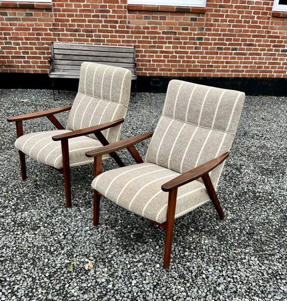Mid Century Designer Teak Sessel JAROSLAV SMIDEK TON, Holz, Beige (Foto 6 von 6)