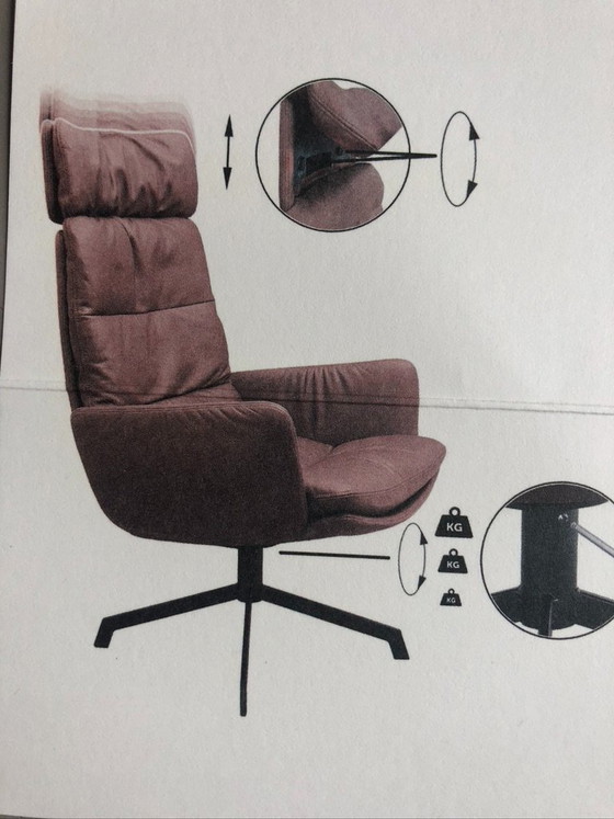 Image 1 of KFF Arva Lounge Sessel & Hocker | Echtleder Mokka | Wie Neu Mit Zertifikat